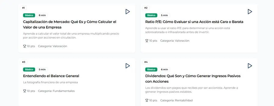 Kaplio Academy: beginner lessons on market cap, P/E, balance sheet and dividends